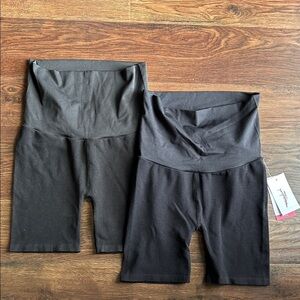 Bundle of (2) NWT Isabel Maternity Black High-Waisted Biker Shorts Set